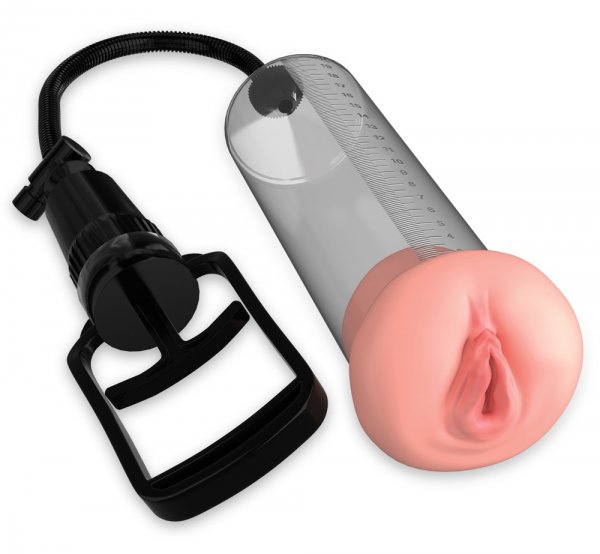 Bomba transparente para el pene con escala de medición de Steeltoyz