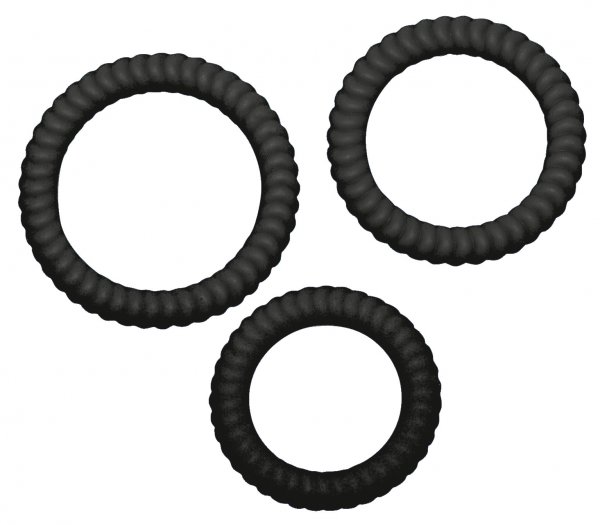 3 anillos para el pene con estructura de ranura 2,6, 3,0 y 3,5 cm